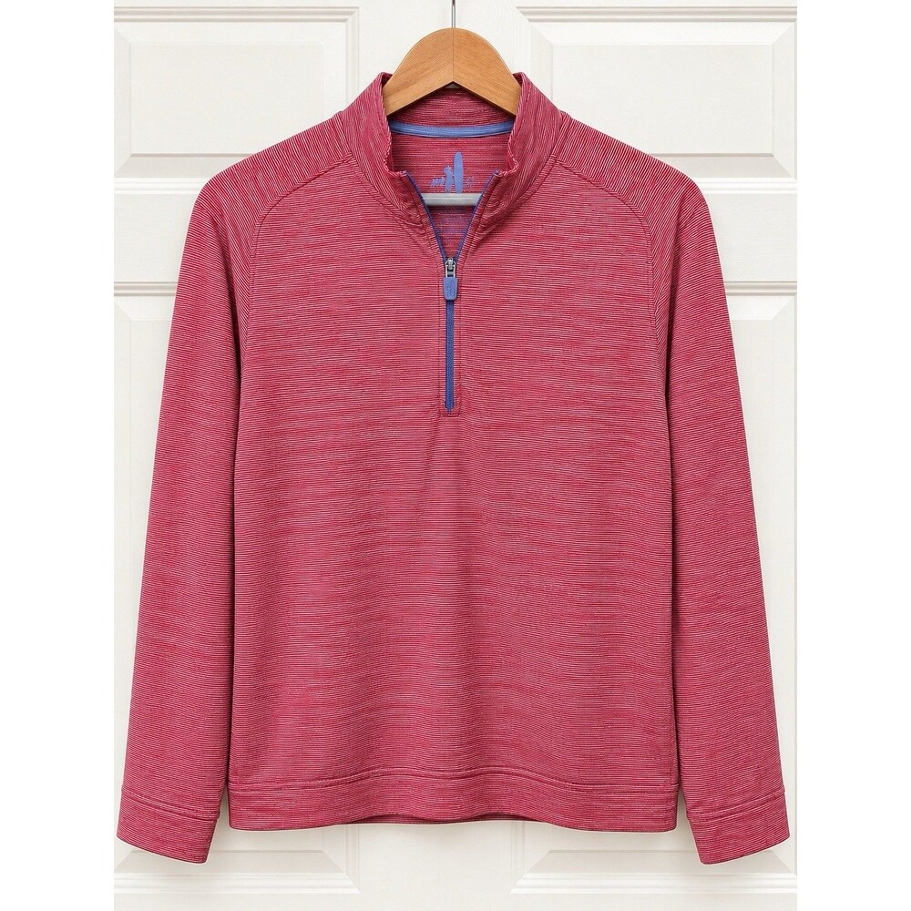 Johnnie-O Girls 14 Golf Quarter Zip Pullover Red Stripe Performance Prepp
